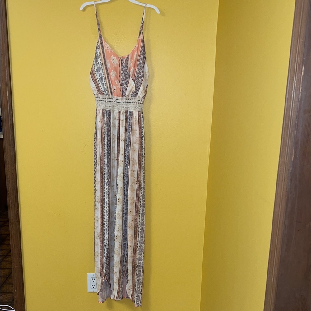 Elegant Striped Jumpsuit in Cream and Brown